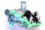 Pristine Aquamarine Crystal With Fluorescent Hyalite Opal - Namibia #281646-2